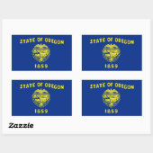 Sticker Rectangulaire Collier rectangle avec Drapeau de l'Oregon, États- (Feuille)
