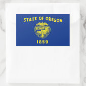 Sticker Rectangulaire Collier rectangle avec Drapeau de l'Oregon, États- (Sac)
