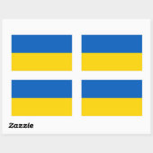 Sticker Rectangulaire Collier rectangle avec Drapeau de l'Ukraine (Feuille)