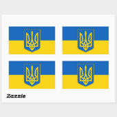 Sticker Rectangulaire Collier rectangle avec Drapeau de l'Ukraine (Feuille)
