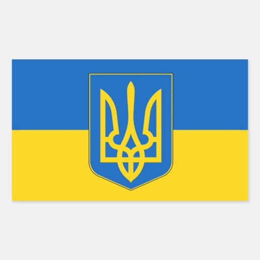 Sticker Rectangulaire Collier rectangle avec Drapeau de l'Ukraine (Devant)