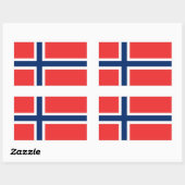 Sticker Rectangulaire Collier rectangle avec Drapeau de Norvège (Feuille)