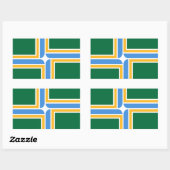 Sticker Rectangulaire Collier rectangle avec Drapeau de Portland, États- (Feuille)