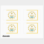 Sticker Rectangulaire Collier rectangle avec Drapeau de Rhode Island (Feuille)