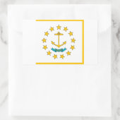 Sticker Rectangulaire Collier rectangle avec Drapeau de Rhode Island (Sac)