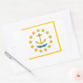 Sticker Rectangulaire Collier rectangle avec Drapeau de Rhode Island (Enveloppe)