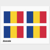 Sticker Rectangulaire Collier rectangle avec Drapeau de Roumanie (Feuille)