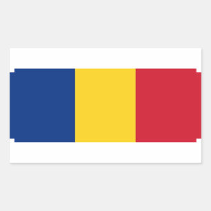 Sticker Rectangulaire Collier rectangle avec Drapeau de Roumanie