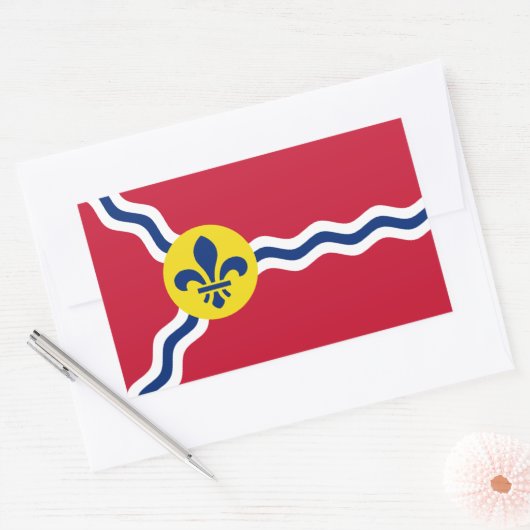 Sticker Rectangulaire Collier rectangle avec Drapeau de Saint-Louis, Mis (Enveloppe)
