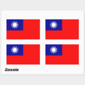 Sticker Rectangulaire Collier rectangle avec drapeau de Taïwan (Feuille)