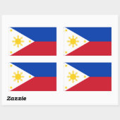 Sticker Rectangulaire Collier rectangle avec Drapeau des Philippines (Feuille)