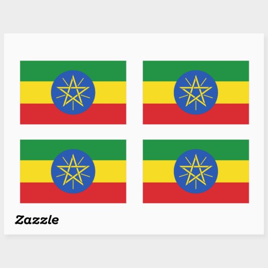 Sticker Rectangulaire Collier rectangle avec Drapeau d'Ethiopie (Feuille)