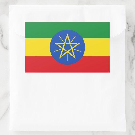 Sticker Rectangulaire Collier rectangle avec Drapeau d'Ethiopie (Sac)