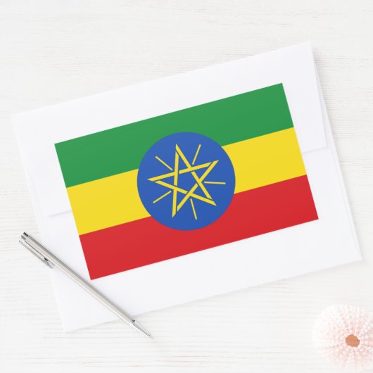 Sticker Rectangulaire Collier rectangle avec Drapeau d'Ethiopie (Enveloppe)