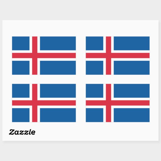 Sticker Rectangulaire Collier rectangle avec Drapeau d'Islande (Feuille)