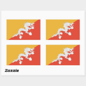 Sticker Rectangulaire Collier rectangle avec drapeau du Bhoutan (Feuille)