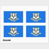 Sticker Rectangulaire Collier rectangle avec Drapeau du Connecticut, U.S (Feuille)