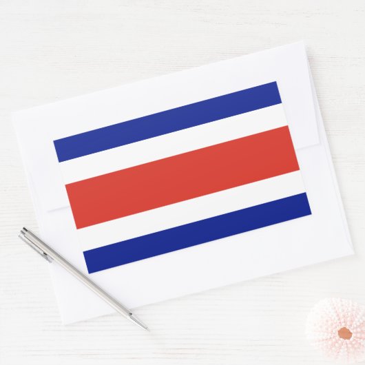 Sticker Rectangulaire Collier rectangle avec Drapeau du Costa Rica (Enveloppe)