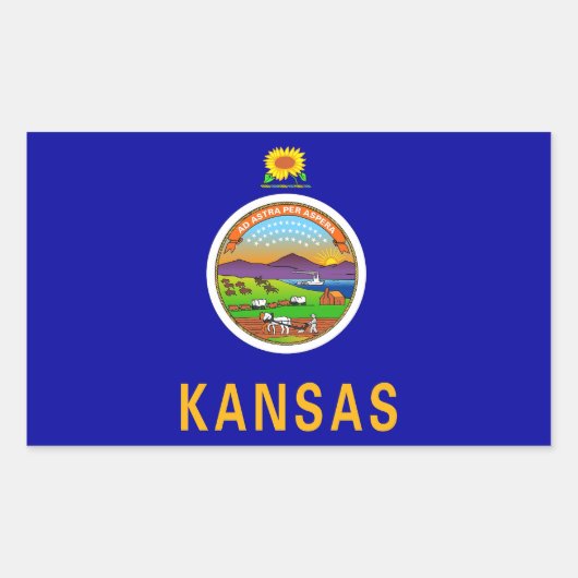 Sticker Rectangulaire Collier rectangle avec Drapeau du Kansas, U.S.A. (Devant)