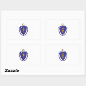 Sticker Rectangulaire Collier rectangle avec Drapeau du Massachusetts (Feuille)