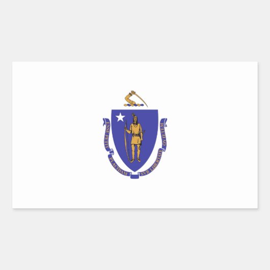 Sticker Rectangulaire Collier rectangle avec Drapeau du Massachusetts (Devant)