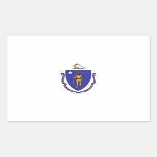 Sticker Rectangulaire Collier rectangle avec Drapeau du Massachusetts