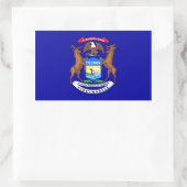 Sticker Rectangulaire Collier rectangle avec Drapeau du Michigan, États- (Sac)