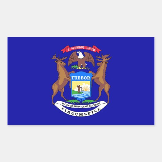 Sticker Rectangulaire Collier rectangle avec Drapeau du Michigan, États- (Devant)