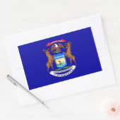 Sticker Rectangulaire Collier rectangle avec Drapeau du Michigan, États- (Enveloppe)