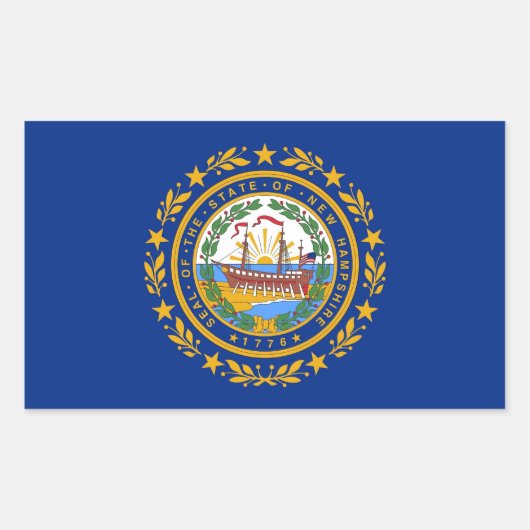Sticker Rectangulaire Collier rectangle avec Drapeau du New Hampshire (Devant)