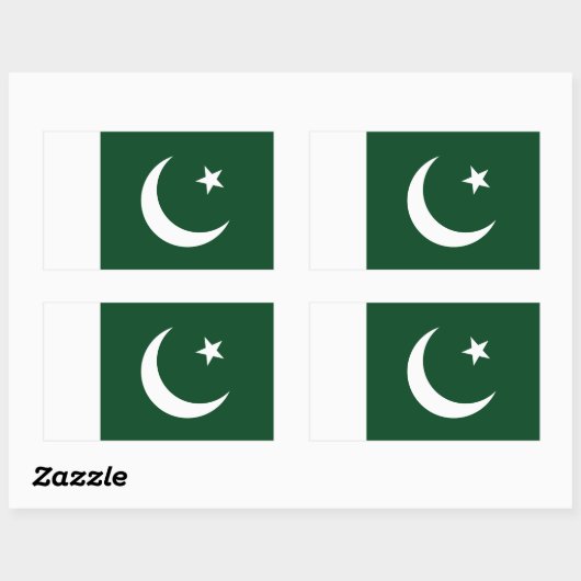 Sticker Rectangulaire Collier rectangle avec Drapeau du Pakistan (Feuille)