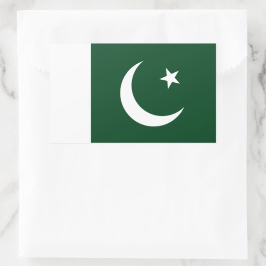 Sticker Rectangulaire Collier rectangle avec Drapeau du Pakistan (Sac)