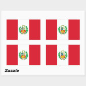 Sticker Rectangulaire Collier rectangle avec drapeau du Pérou (Feuille)