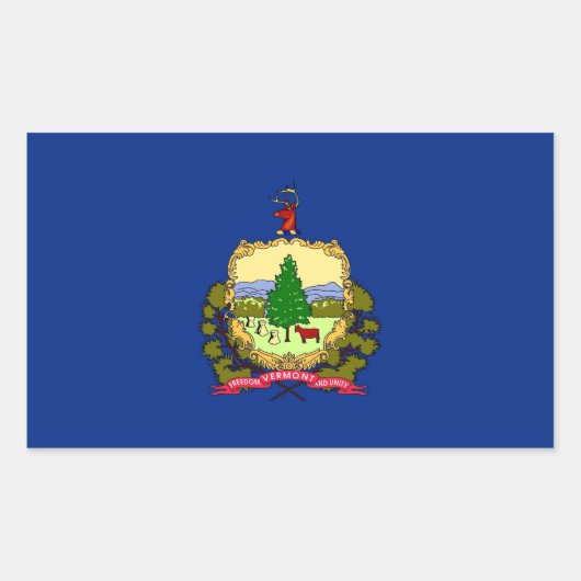 Sticker Rectangulaire Collier rectangle avec Drapeau du Vermont (Devant)