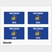Sticker Rectangulaire Collier rectangle avec Drapeau du Wisconsin (Feuille)