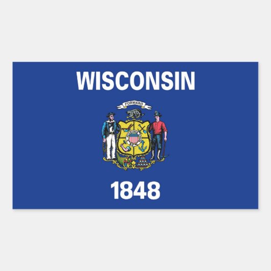 Sticker Rectangulaire Collier rectangle avec Drapeau du Wisconsin (Devant)