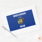 Sticker Rectangulaire Collier rectangle avec Drapeau du Wisconsin (Enveloppe)