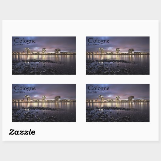 Sticker Rectangulaire Cologne Allemagne (Feuille)