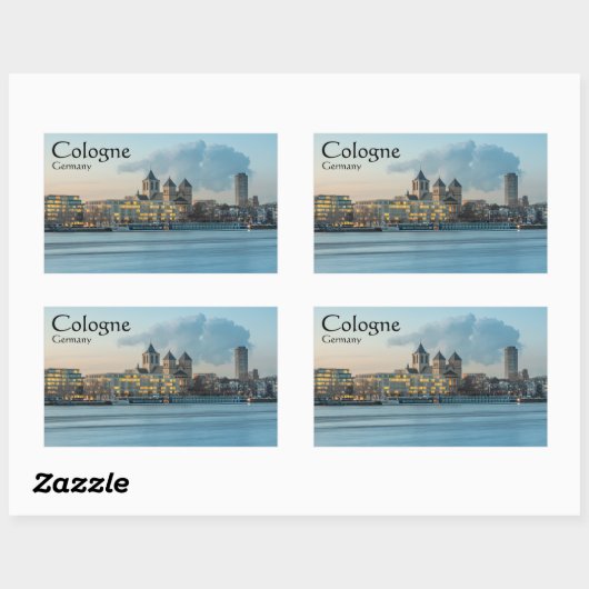 Sticker Rectangulaire Cologne Allemagne (Feuille)