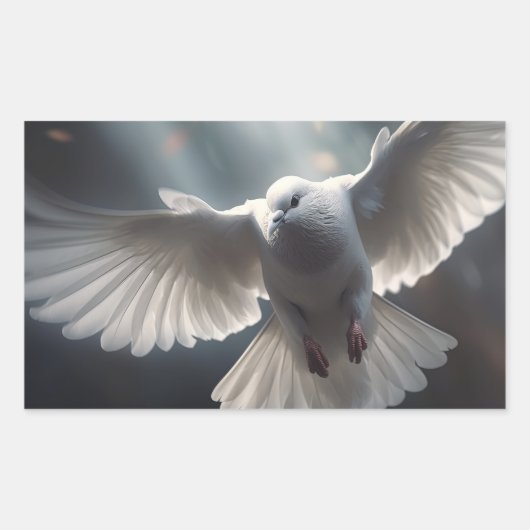 Sticker Rectangulaire Colombe de la paix blanche volant (Devant)