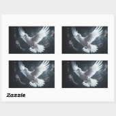 Sticker Rectangulaire Colombe de la Paix Lumières Scintillantes Blanche (Feuille)