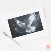 Sticker Rectangulaire Colombe de la Paix Lumières Scintillantes Blanche (Enveloppe)