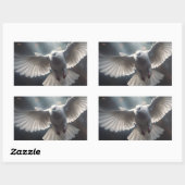 Sticker Rectangulaire Colombe de Paix Blanche Volante (Feuille)