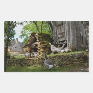 Sticker Rectangulaire Colonne rectangle de ferme d'oies de foie gras tra