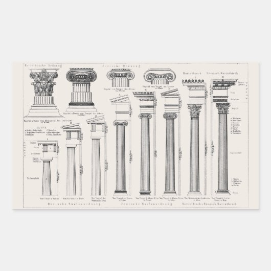 Sticker Rectangulaire Colonnes romaines antiques Dessin architectural (Devant)