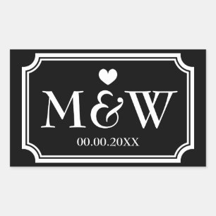 Sticker Rectangulaire Colorants de mariage monogramme rectangle
