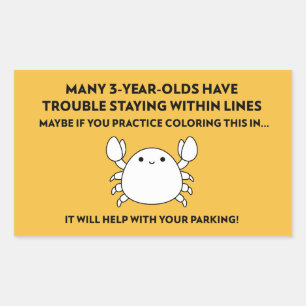 Sticker Rectangulaire Coloration Crabe Aide avec Parking Mauvais Parking