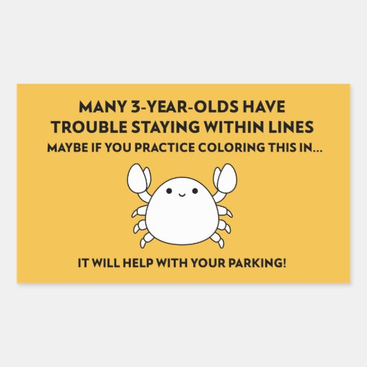 Sticker Rectangulaire Coloration Crabe Aide avec Parking Mauvais Parking (Devant)