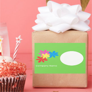 STICKER RECTANGULAIRE COLORÉ FLEURS VERT BLEU ROUGE ROUGE NOM CADEAU TAG