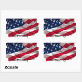 Sticker Rectangulaire Colorful energy wave american flag (Feuille)